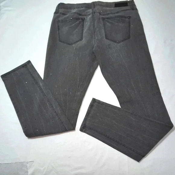 Vintage DKNY Jeans "Ave B" Vintage Gray Tiny Sparkle Studs Sz 8 - Picture 1 of 15